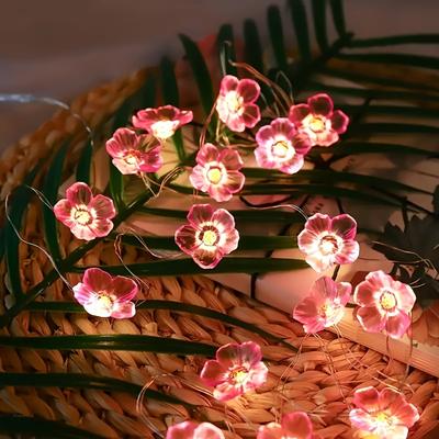TEMU 1pc Led String Lights - 20 Warm White Led Flowers,, Battery Operated (batteries Not Included), Garden, Home, Wedding, And Bedroom Decor, Wedding Ambiance Lighting | Floral Led Lights | Lighting Image