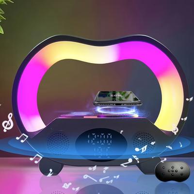 TEMU 6in 1 Wireless Charging Night Light, Wireless Speaker, 15w Wireless Charging Atmosphere Light, Home, Bedroom, Gift Image