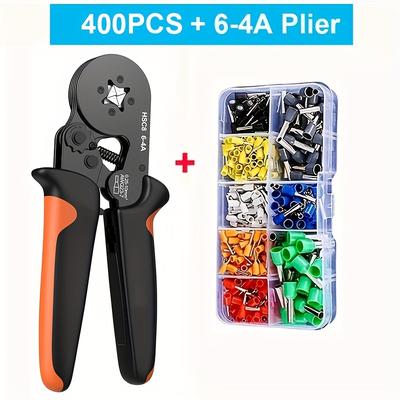 TEMU Umlife Crimping Tool Kit With 400/1250/1900/2120pcs Wire Connectors, Insulated Ve Tubular Crimp Terminals, Self-adjustable Ratchet Wire Crimping Tool Kit Crimper Plier Set Hsc8 6-4a Image