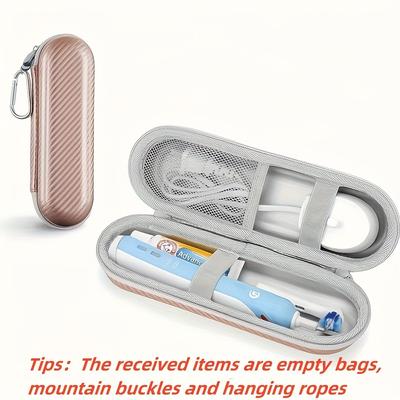 TEMU 1pc Portable Electric Toothbrush Travel Case With Eva Protective Cover And, Pu Coated, Large Capacity Storage For Toothbrush, Brush Head, Charger & Accessories, Non-food Contact Image