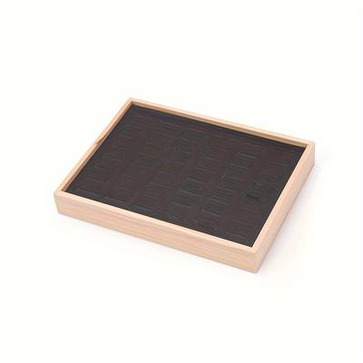 TEMU 48-position Solid Wood Ring Display Tray, Rectangular Jewelry Organizer, Desktop Storage Box For Earrings, Pendants, And Rings, No Power Required, Jewelry Towers Image