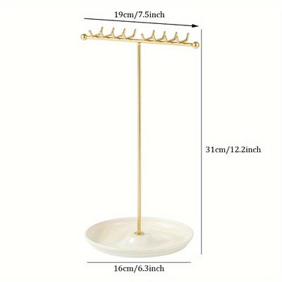 TEMU 1pc Double Row 16 Hook Necklace Display Rack, Removable Base, Home Iron Jewelry Storage Rack Image