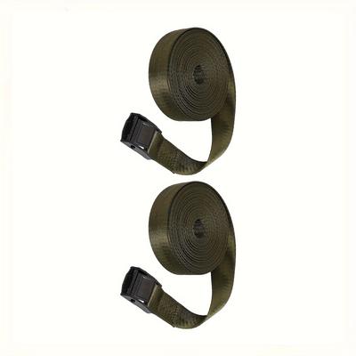 TEMU Luggage Binding Belt, Castor Type Luggage Fixing Belt, Fixing Belt, Anti-slip Belt, Earthquake , Fixing Belt, Moving And Lifting Use, Rope Type Belt, 2 Roll Set, Military Green, Width 25mm Image