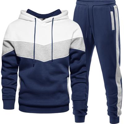 TEMU Men's Novelty Hoodies Cozy Sport Sweatsuits With Pocket Athletic 2pcs Tracksuit Casual Full Zip Jogging Sportswear Image