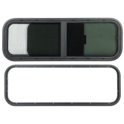 Eosnow 900 x 300 mm rundes Winkel-Schiebefenster für Wohnmobile, schwarzes gehärtetes