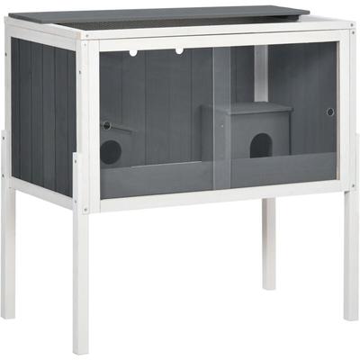 Hamsterkäfig aus Holz für Zwerghamster Nagerkäfig Kleintierkäfig mit 2 Hütten und Zubehör, groß Image