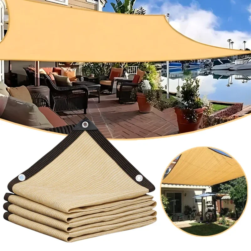 200 x 400 cm Sommer-Schattierungsnetz für den Außenbereich, beige, gewickeltes, perforiertes Schattierungstuch, verdicktes Wärmeisolationsnetz, Schattierungsnetz Image