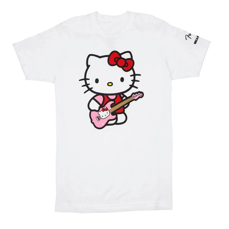 Hello Kitty Fender Printing T-Shirt Schwarz-weißes T-Shirt Hip Hop Style Straßenkleidung Paarkleidung Eltern-Kind-Outfit Image
