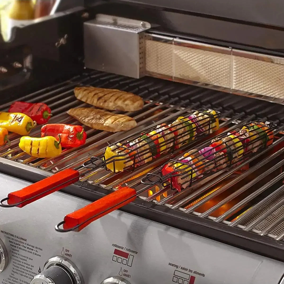 1pc-Hochtemperatur-Edelstahl-Minigrill-perfekt für Hot Dogs und Kochen im Freien, langlebiges Metallgitter-Design Image