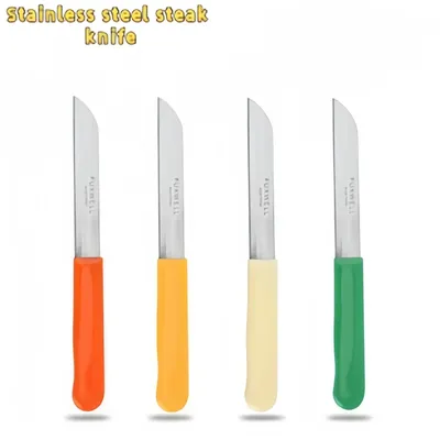 Steak Knife Set With Colored Plastic Handle With Serrated Blade Stainless Steel Comfort Dinner Knifes Set For Table Knife Set