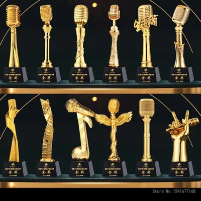 Crystal Note Trophy, Microphone, Gold Microphone Trophy, Custom, Children's Good Voice, Voice