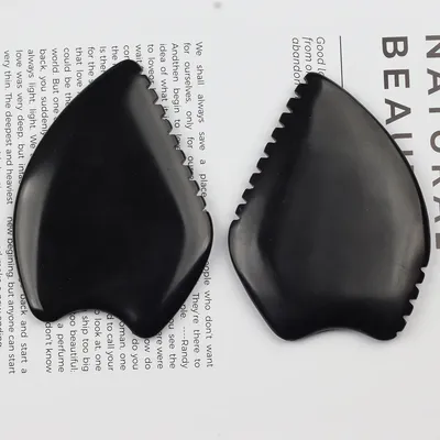 Natural Jade Face Gua Sha Tool Crystal China Bian Shi Stone Mineral Skin Care Massager Head Comb Body Health Massage Scraper