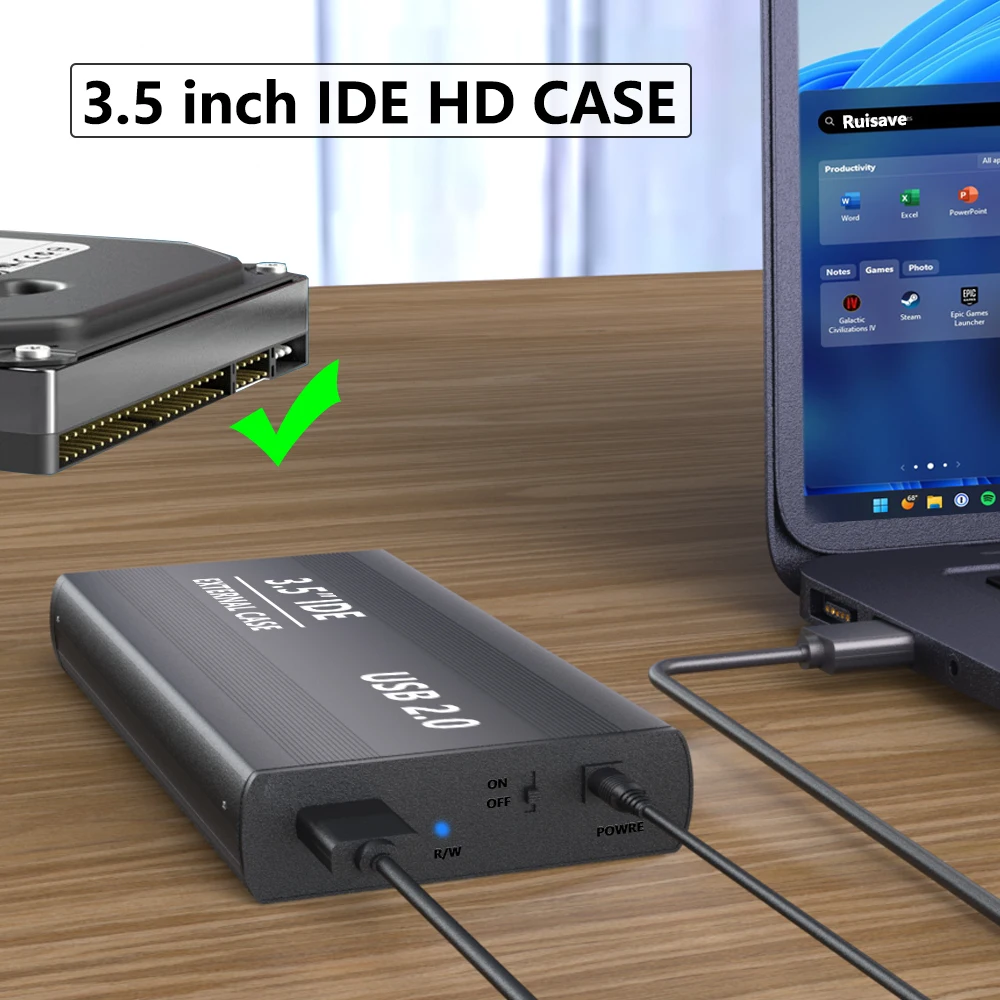 Für 3,5 Zoll IDE HD 2,5 Zoll HDD USB2.0 Festplatte 2,5 Zoll 3,5 Zoll Gehäuse Externe Box für Desktop-Computer PC Laptop Telefon Image
