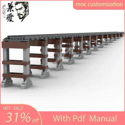 609 stücke MOC Benutzerdefinierte Modulare Gebäude Zug Tracks Säulen für Hang Modell Baustein Diy Kreative Montage Ziegel Spielzeug Geschenk Image