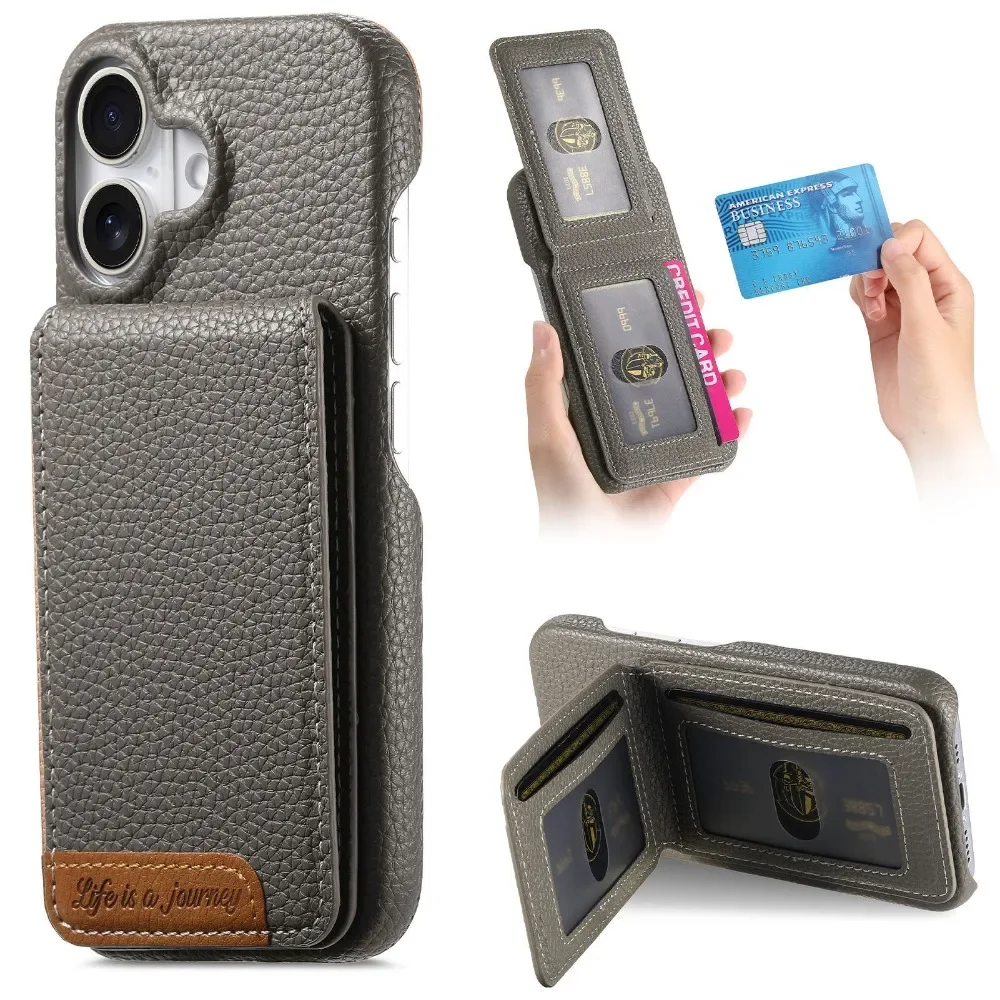 PU-Leder-Brieftaschen-Kartenhalter-Halterung Handyhülle für IPhone 16 SE 16 15 14 13 12 11 Pro Max XS X XR 7 8 Plus Schutzhülle Image