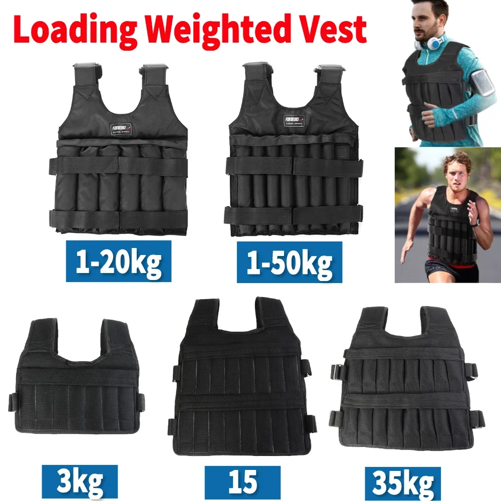 1–50 kg gewichtete Weste, verstellbare Lade-Gewichtsjacke, Trainingsweste, langlebig für Training, Fitness, Männer und Frauen Image