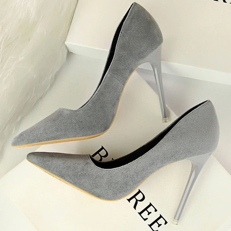 BIGTREE Schuhe Klassische High Heels Frau Pumpen Sexy Büro Schuhe Stiletto Heels Mode Große Größe Frauen Heels Pumps Grau Grün
