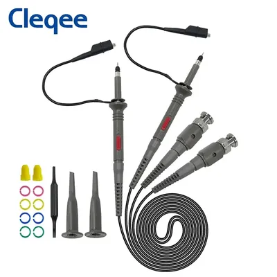 Cleqee P6100 100MHz Oscilloscope Probe Kit DC-100MHz Alligator Clip Test Probe BNC for Tektronix HP X1/X10