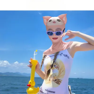 Summer Swimming Sun Protection Face Mask, Gini Drifting Face Protection Diving Head Cover, Seaside