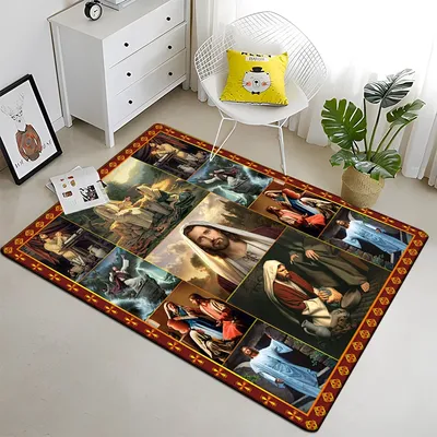 Jesus Virgin Maria Believer Pray Mat Believer Carpet for Living Room Rugs Bedroom Decorative Mat