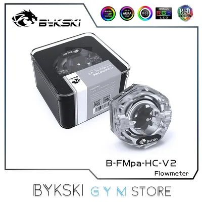 Bykski Hexagon Water Flow Meter, Flowing Monitoring For Computer Water Cooling, RGB/ARGB SYNC,