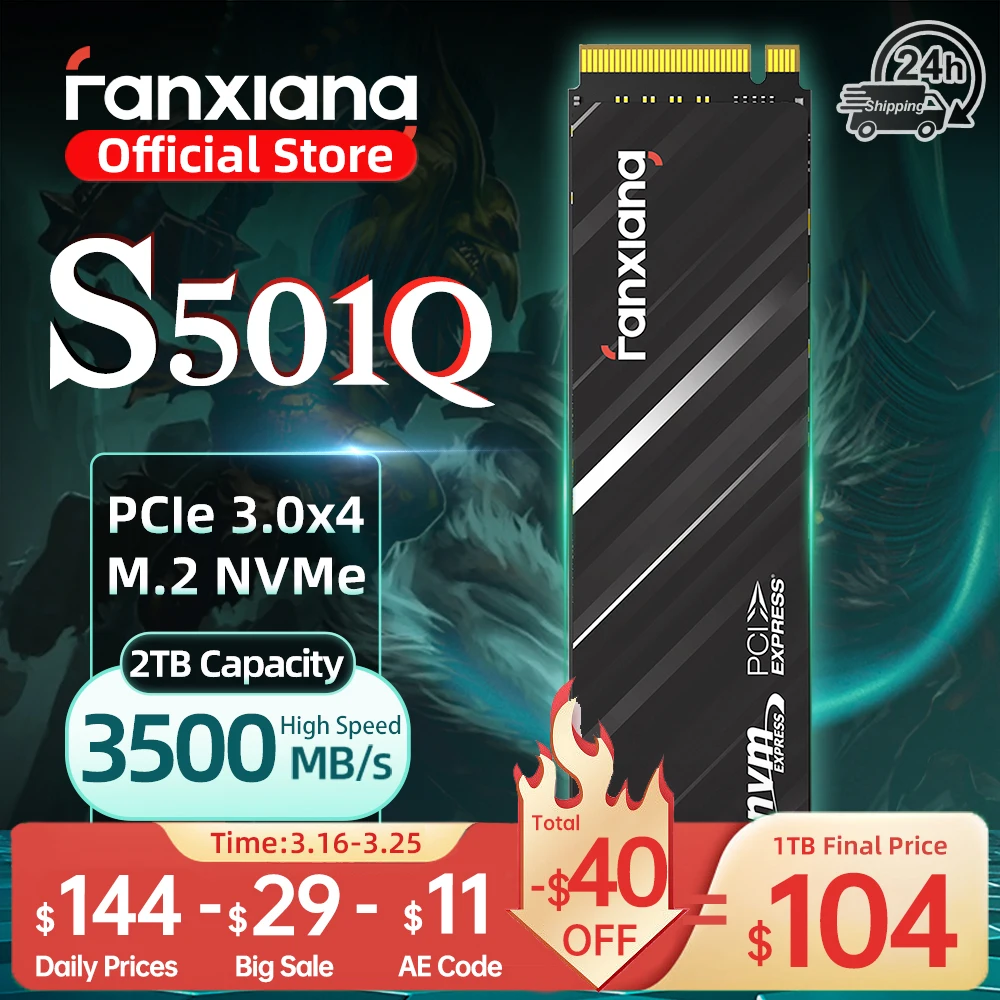 Disque SSD Fanxiang S501Q M.2 512 Go, 1 To, 2 To, 3500 Mo/s, NVMe M2 SSD 512 Go PCIe 3.0, lecteur SSD interne pour ordinateur portable et ordinateur de bureau