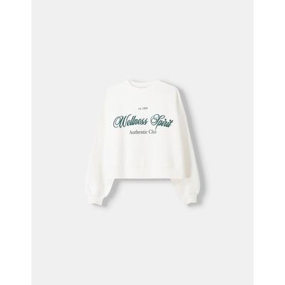 Bershka Printed Sweatshirt Women S Cream