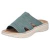 Pantolette RIEKER, Damen, Gr. 41, grün (jadegrün), Textil, meliert, casual, Schuhe, Sommerschuh, Hausschuh, Schlappen, Strandschuh mit Fußbett