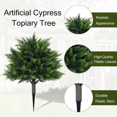 TEMU 1pc 25.8-inch Artificial Cedar , Plastic Plant With Ground Spikes, Room Decor, Reunion Occasion, Floor Placement, No Container, Electricity-free, Outdoor Garden & Porch Decoration Image