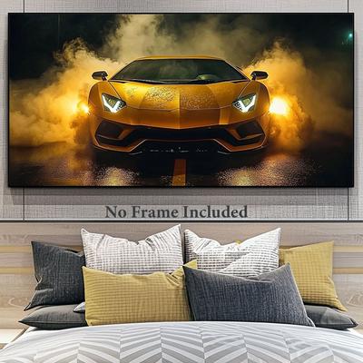 TEMU Chic Car Canvas Art Print - , High- Modern Wall Decor For Living Room, Bedroom, Studio - , Fade-resistant Polyester Image