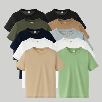 TEMU 10-pack Teen Casual Crew Neck T-shirts, Summer Solid Color Short Sleeve Knit Tops, Polyester 96% Elastane 4%, Stretch, Regular Fit, No Padding, Collar, Fashion Pullovers For Weekend Casual Wear Image