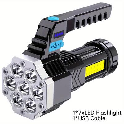 TEMU High Power Led Flashlight Powerful Usb Rechargeable Torch Handheld Portable Outdoor Lamp Built-in Battery Cob Flashlights Image