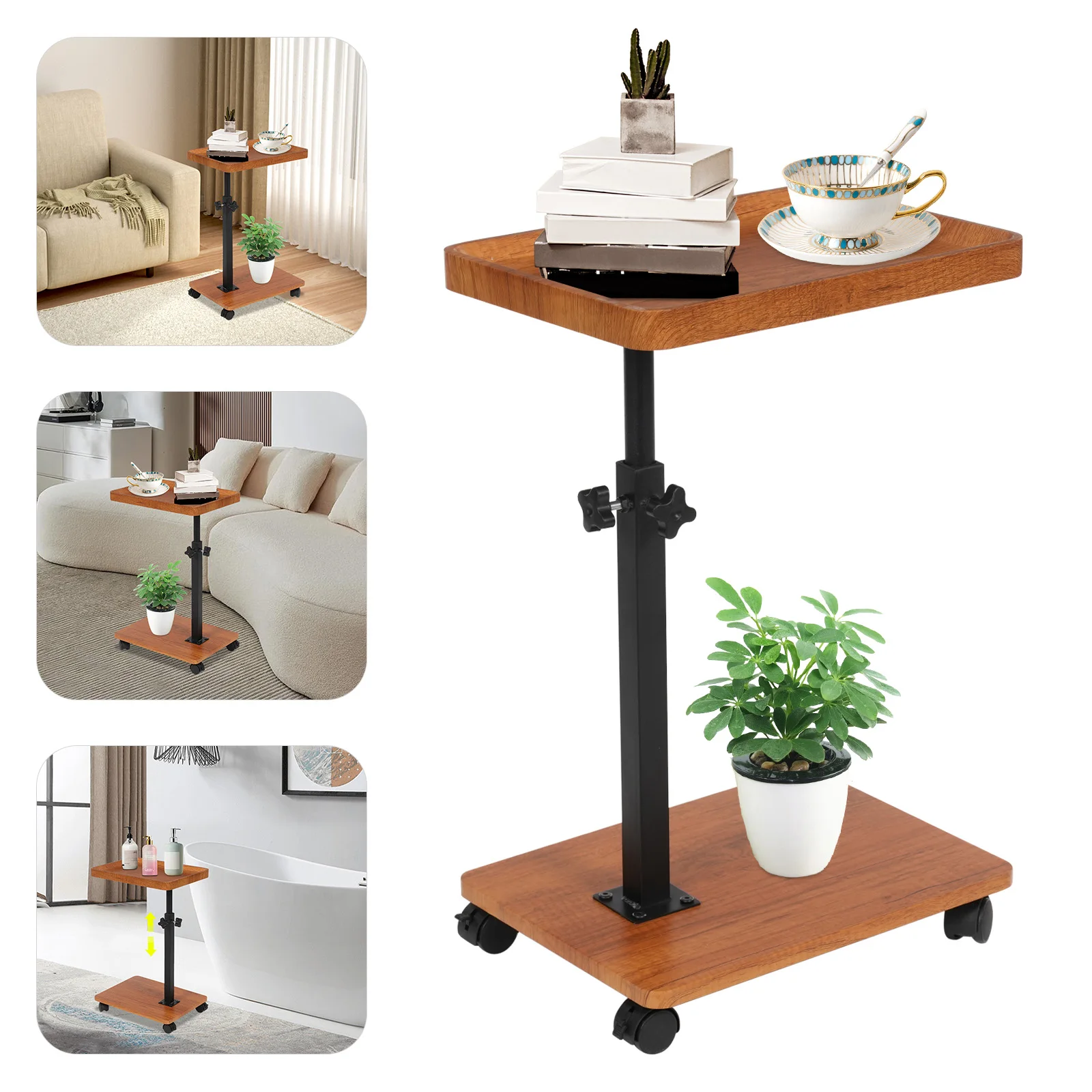 Beistelltisch, höhenverstellbarer Sofatisch, Beistelltisch für Couchsofa, mobiler Beistelltisch, Sofa-Ecktisch Image