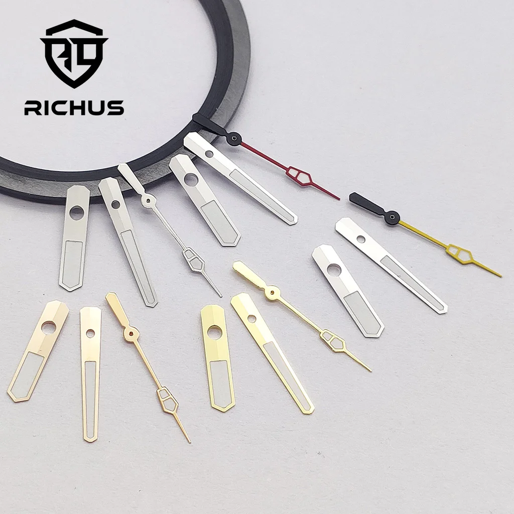 RICHUS NH35 Uhrzeiger Silber Gold Roségold Uhrzeiger Grün leuchtend Fit NH34 NH35 NH36 Uhrwerk Uhrenzubehör Image