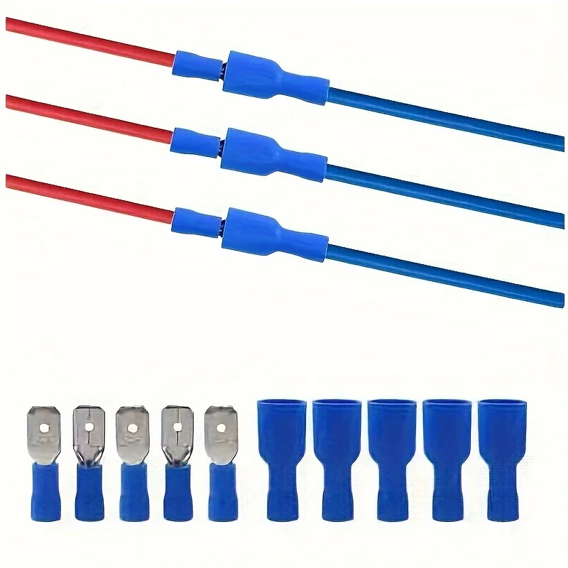 200 Stück 6,3 mm 16 14 AWG weiblich männlich Drahtverbinder Isolierung Crimp Terminal Flachdraht Terminal Connector Image