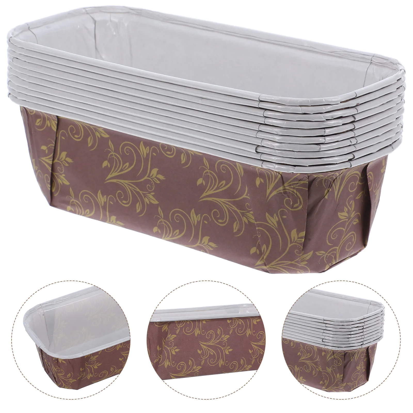 10 Stück Kuchen Papier Tablett Laib Ofen Liner Papier Laib Pfannen für Einweg Backblech Rechteck Loft Form Antihaft Brot Tassen Image