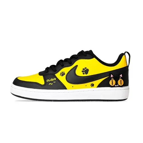 【Customize】Nike Court Borough Skateboarding Shoes Women's Low-top Black/yellow Sneakers shoes BQ5448-115