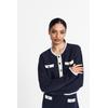 Strickjacke RICHROYAL, Damen, Gr. M, blau (midnight blau), Strick, Obermaterial: 60% Baumwolle, 40% Polyacryl, kontrastfarbene Details, unifarben, casual, klassisch kurz, Rundhals, Langarm Ärmel ohne Ärmelschlitz,eingesetzt eingefasste Kante,...