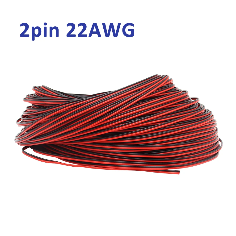 22AWG 2PIN Elektrokabel Rot Schwarz Kabel Verzinntes Kupfer PVC Isoliert Für Einfarbige LED-Streifen Licht zu Power Verlängerungskabel Image