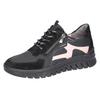 Keilsneaker WALDLÄUFER "H-BIGGI", Damen, Gr. 4,5 (37,5), schwarz, Textil, Veloursleder, sportlich, Schuhe, Schnürer, Halbschuh, Freizeitschuh mit Kontrastnaht, Weite H