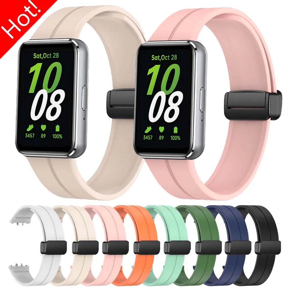 NEUES Silikonarmband für Samsung Galaxy Fit 3, Magnetschlaufe, Faltschließe, Sportband, verstellbares Armband, Ersatzzubehör Image