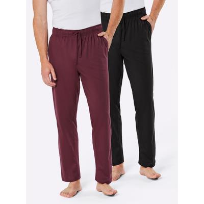 Schlafhose WÄSCHEPUR, Herren, Gr. 44/46, Normalgrößen, schwarz (bordeaux, schwarz), 100% Baumwolle, Meliert:55% Baumwolle, 45% Polyester, unifarben, Hosen Image