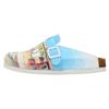 Hausschuh DOGO "Comfie Pantoletten Hausschuhe Burano Island Damen Sandalen", Damen, Gr. 38, Normalschaft, blau, Lederimitat, Schuhe, Vegan