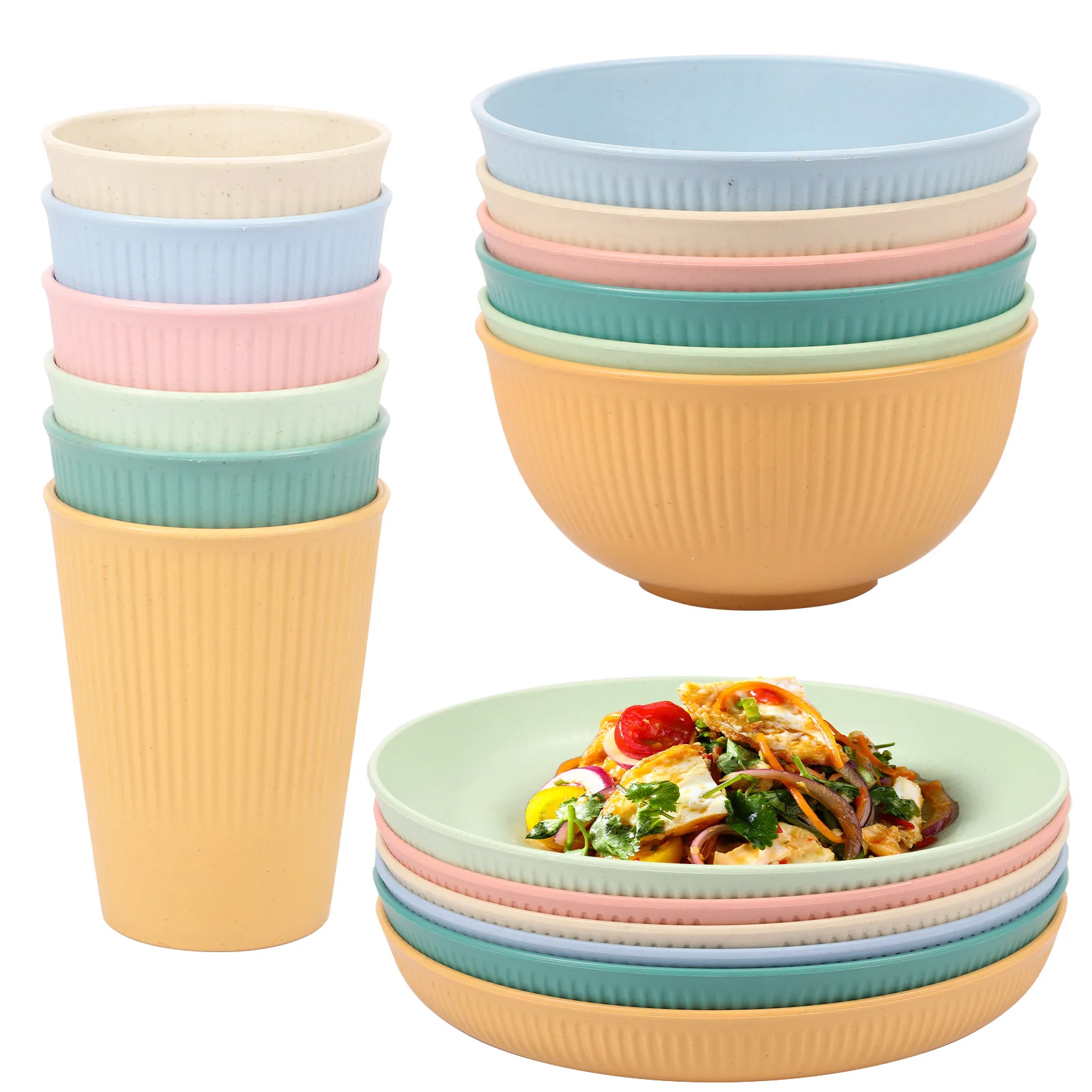 Geschirr Set Camping Teller Schüsseln Tassen Dessert Obstteller Für Zuhause Familie Tag Outdoor Camping Picknick Party Küche Liefert Image