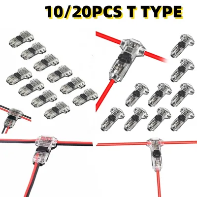 10/20pcs T Type Wire Connector 1 Pin 2 Pin T Tap Wire Connectors, Wire Splice Connectors, No Stripping 2 Way Wire Connectors