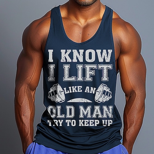 Herren Lustiger Slang Weste Ärmellos T-Shirt 3D-Druck Rundhalsausschnitt Hemd Sport Mode Täglich Fitnessstudio Wandern Blau Rote Grün Sommer Frühling Bekleidung S M L XL XXL XXXL Image
