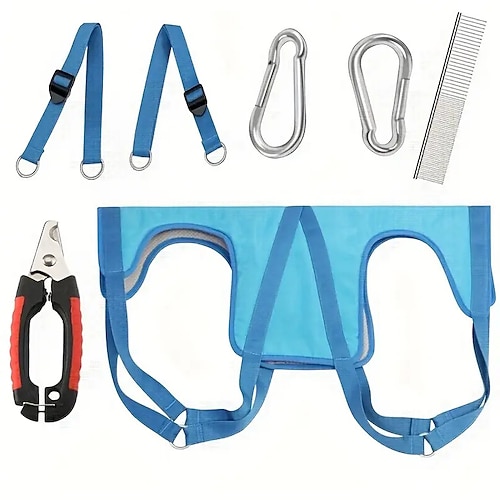 Hängematte zum Krallenschneiden für kleine und mittelgroße Hunde – Katzenhängematte für die Tierpflege – Pflege-Trimmset Image