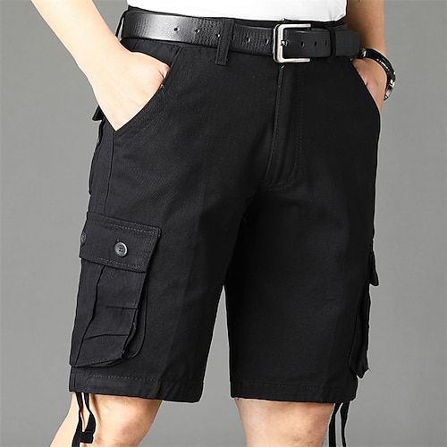 Herren Cargo-Shorts Shorts Sommershorts Mehrere Taschen Klappentasche Einfach Komfort tragbar Knielang Outdoor Sport Täglich Mode Lässig Schwarz Gelb Image
