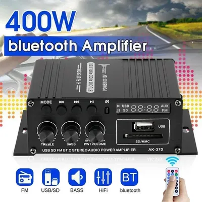 2 Channel bluetooth HiFi Power Amplifier AK380/AK370/AK170 400W*2 Home Car Audio Class D Remote