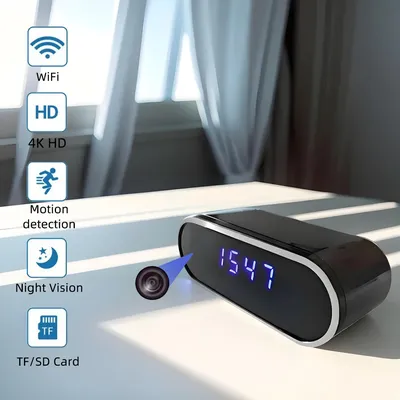 HD 4K multifunctional mini camera, supports WIFI remote viewing, motion detection, equipped with 9 infrared night vision lights